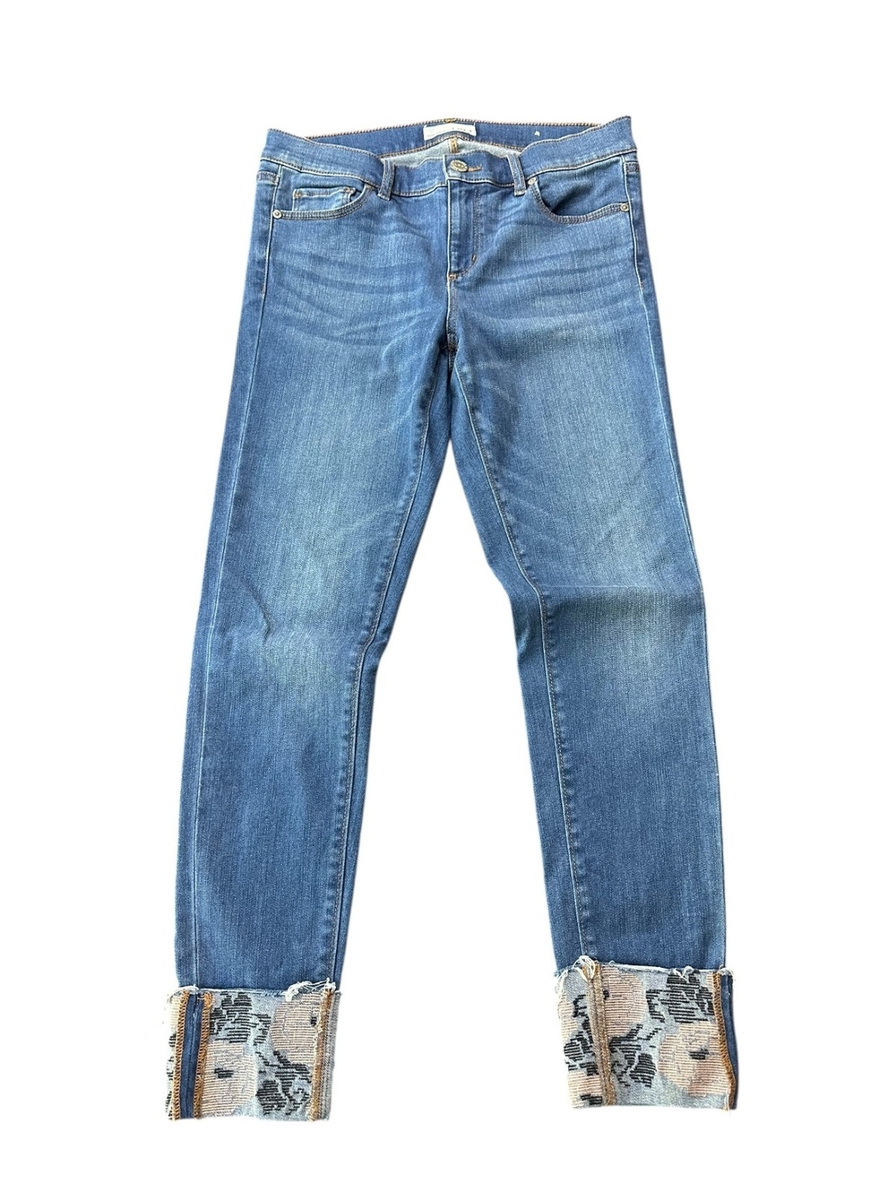 Loft cropped Jeans with flowers on cuff